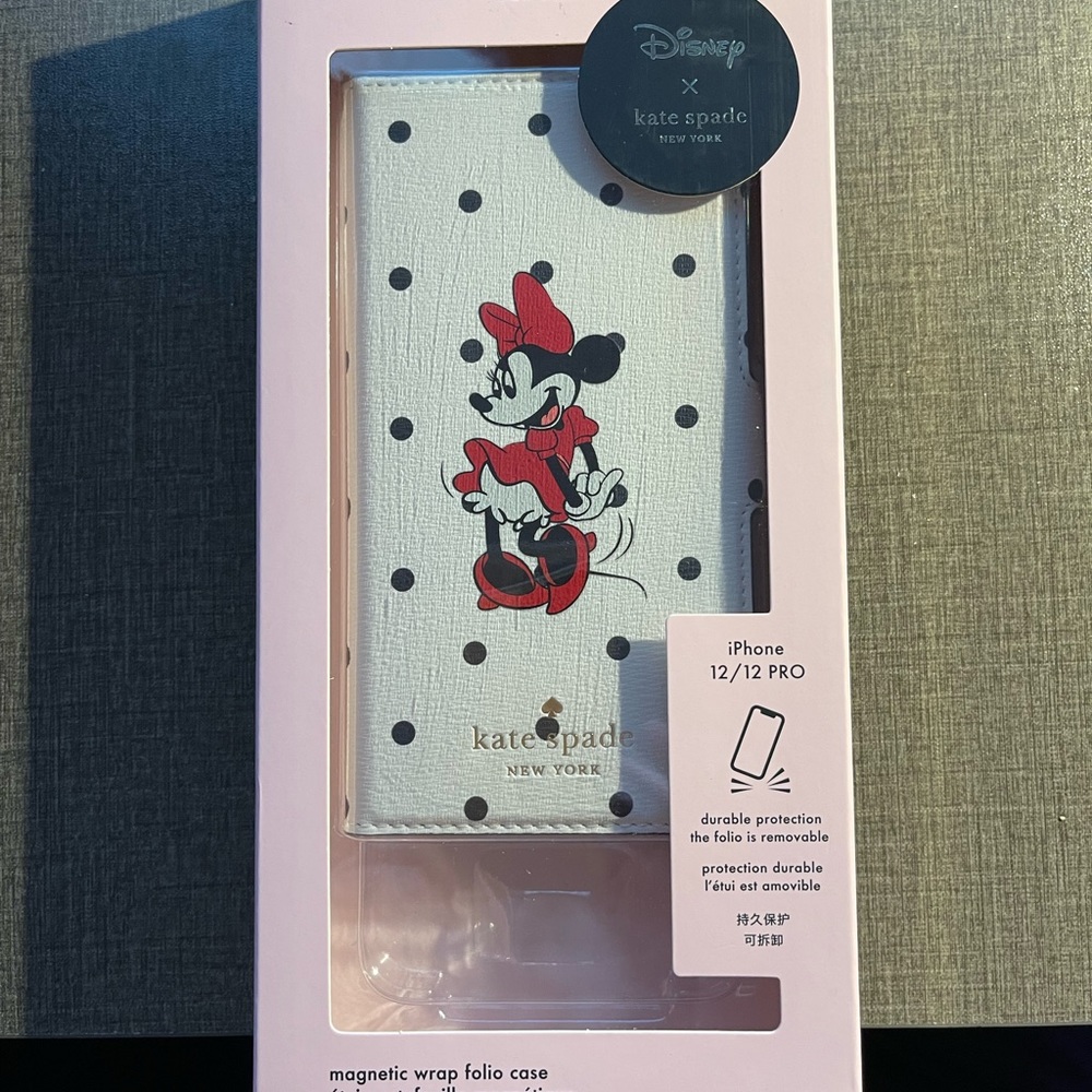Kate Spade Dots Case with Minnie Mouse Magnetic Folio Iphone 12 / 12 Pro Case